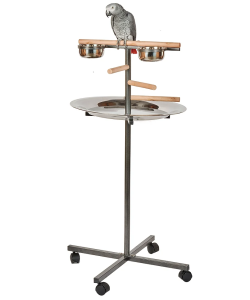 Parrot Supplies T Bar Parrot Playstand With Steps, Feeders And Tray - Black